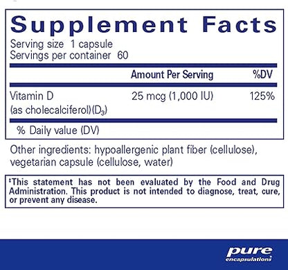 Vitamin D3 25 mcg (1,000 IU)