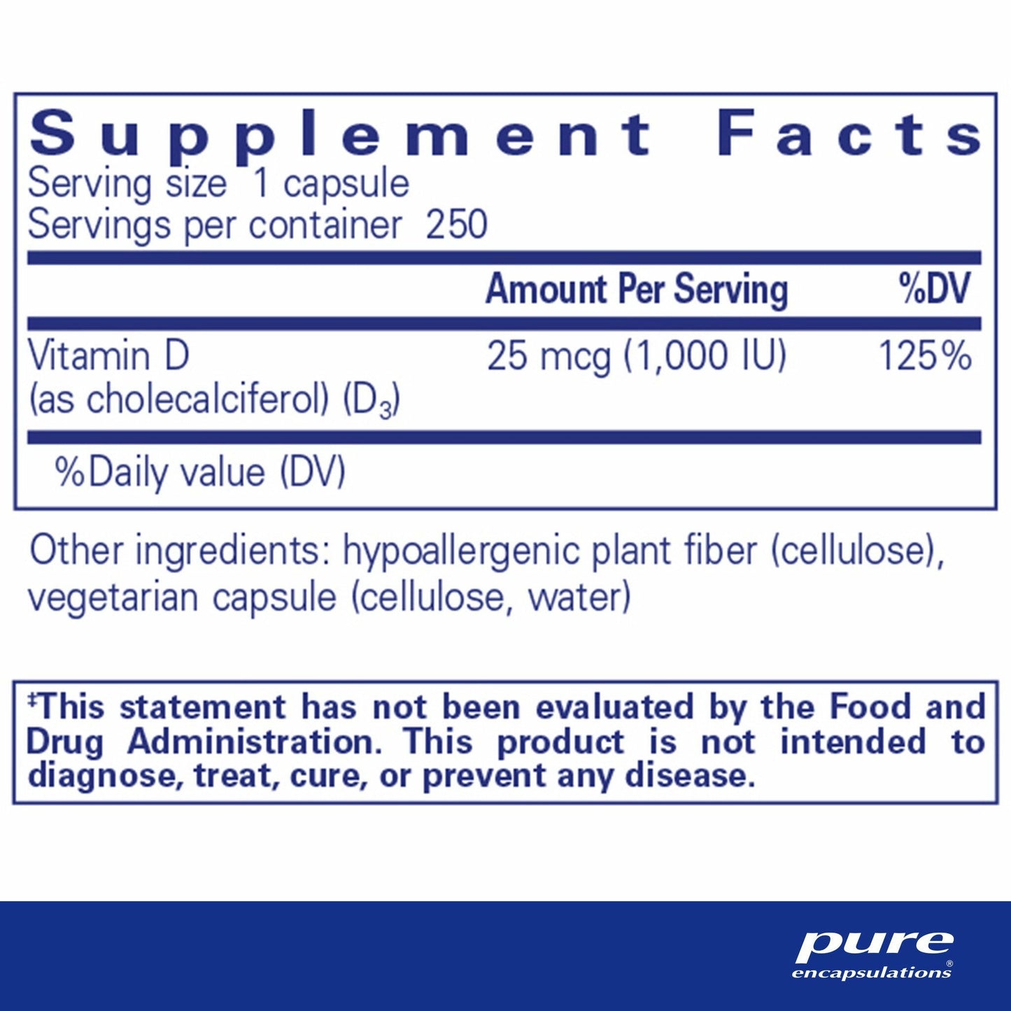 Vitamin D3 25 mcg (1,000 IU)